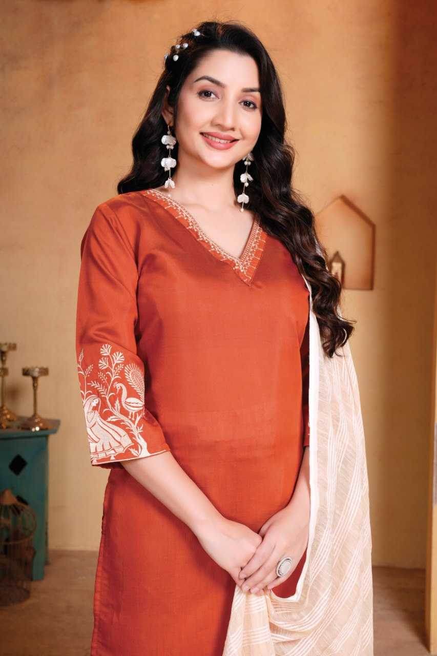 Heavy Roman Silk Embroidered Kurti - MYLUXURY LANE ENTERPRISE